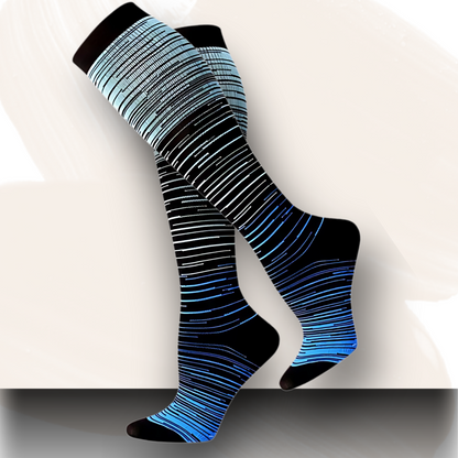 Ombré gradient 20-30mmHg knee-high compression socks pair