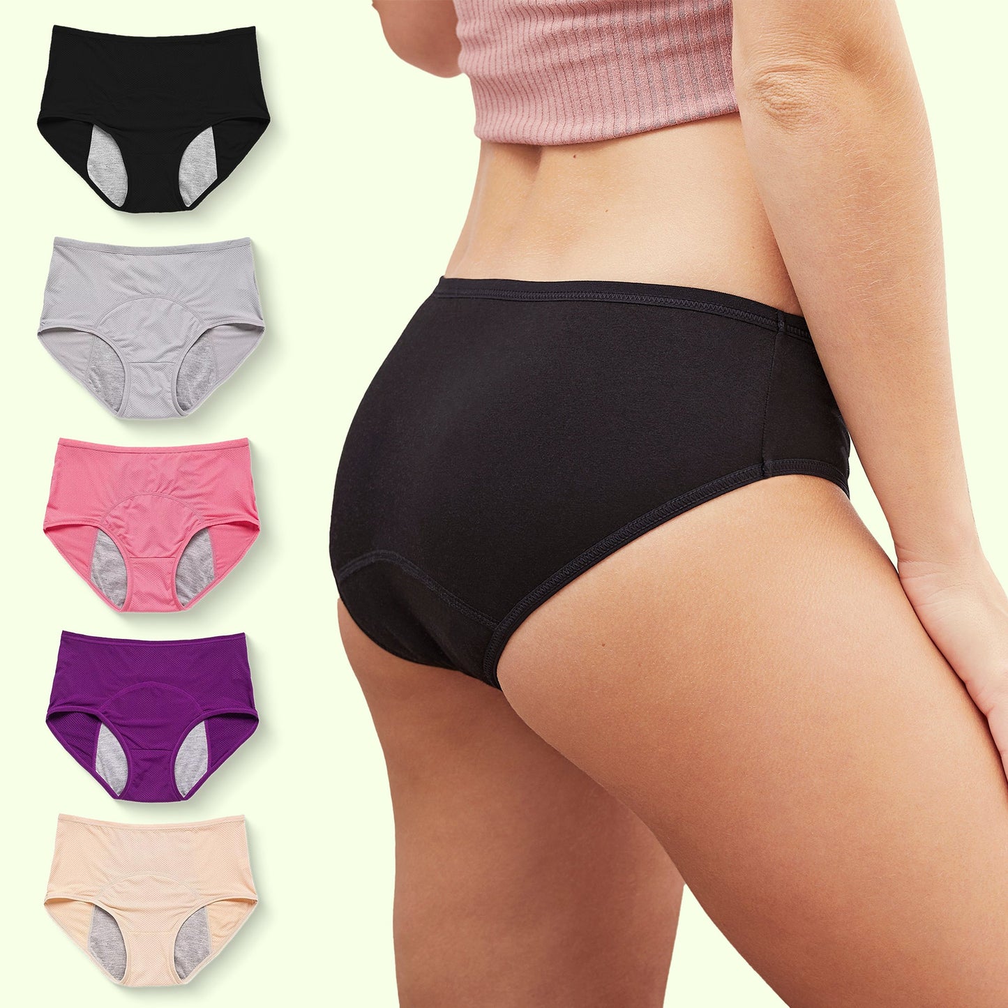 Leakproof high-waisted period panties reusable underwear