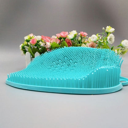Anti-slip silicone foot scrubber mat with bristles for shower foot massage