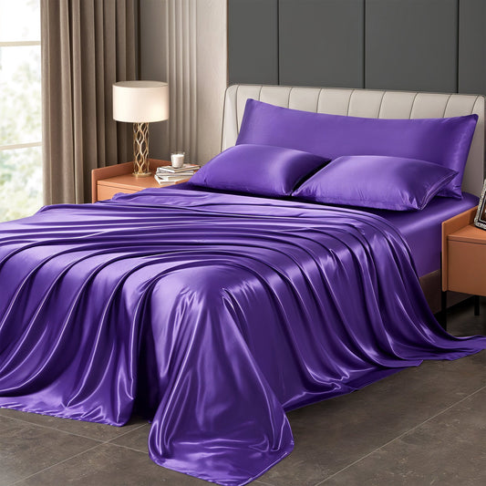 Luxury satin sheet set with deep pockets