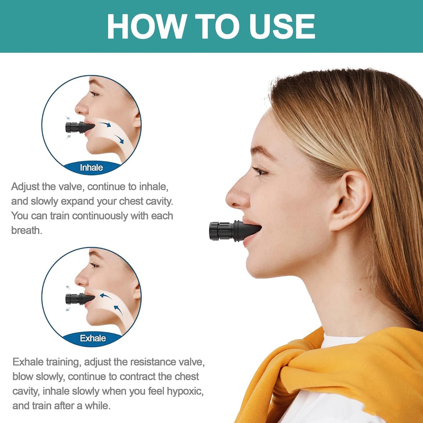 Breathing trainer lung strength airflow support