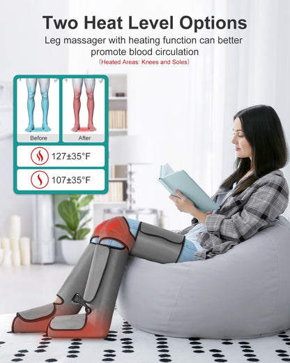 Electric heated knee and leg massager vibration