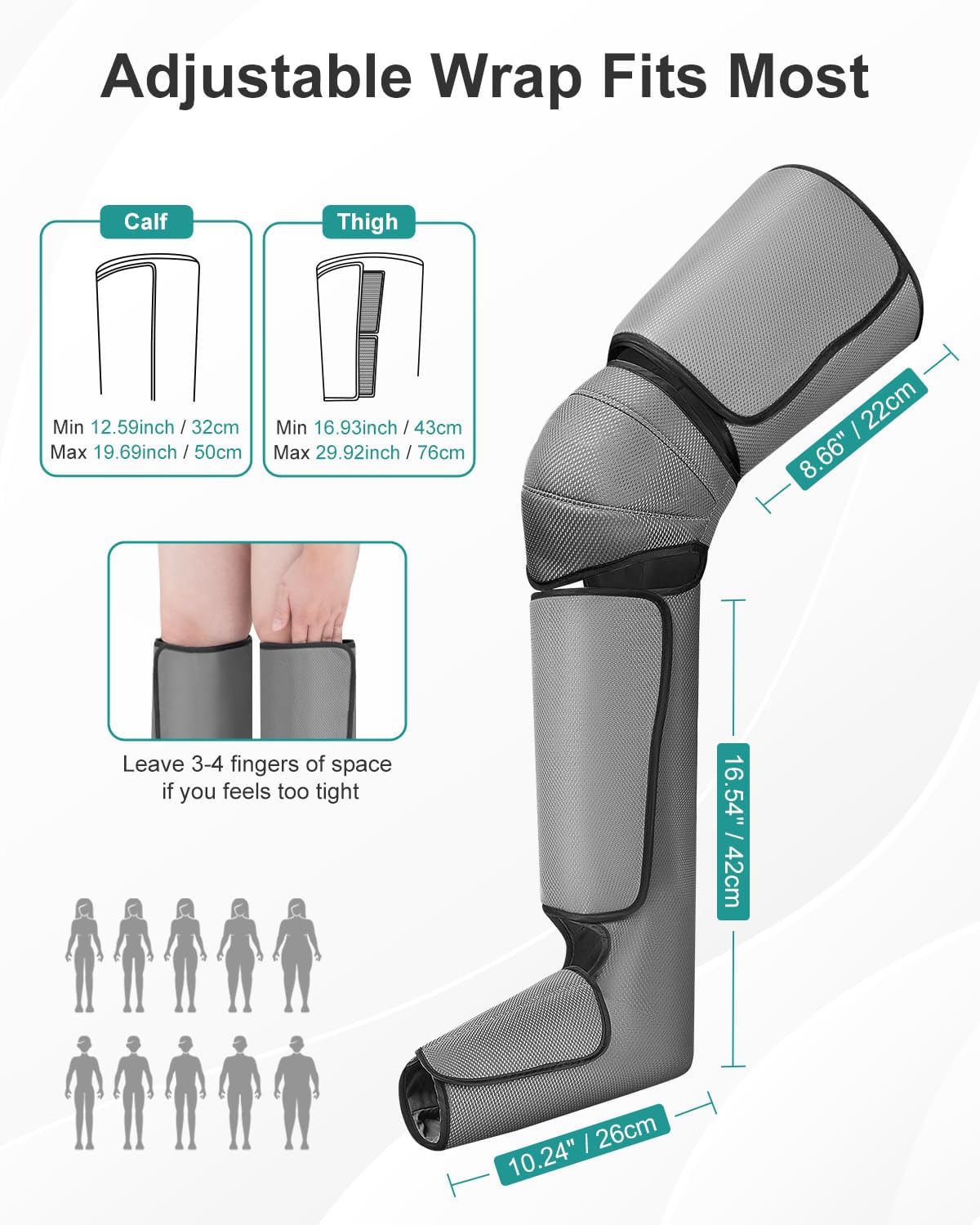 Electric heated knee and leg massager vibration