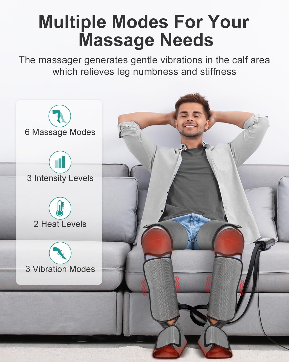 Electric heated knee and leg massager vibration