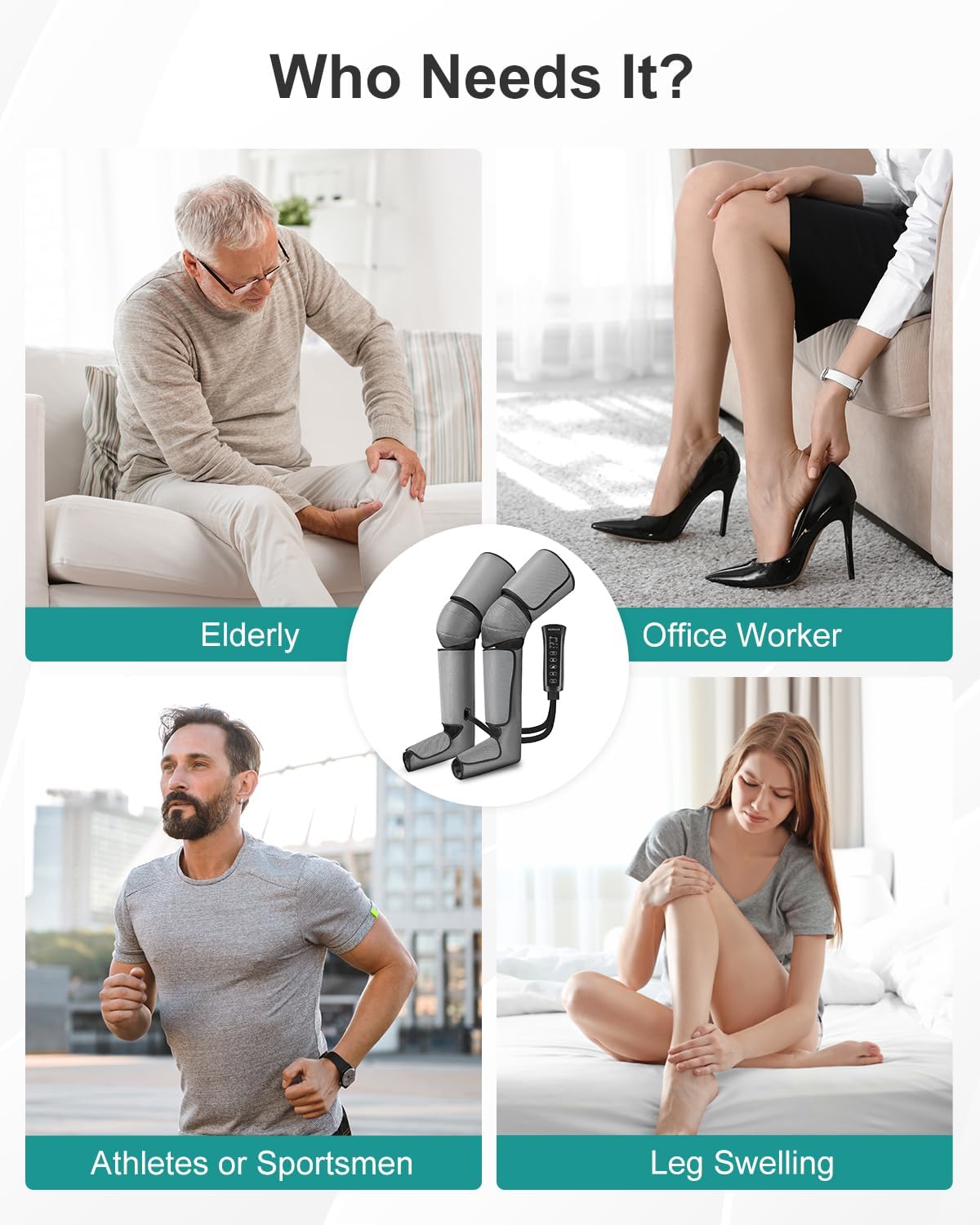 Electric heated knee and leg massager vibration