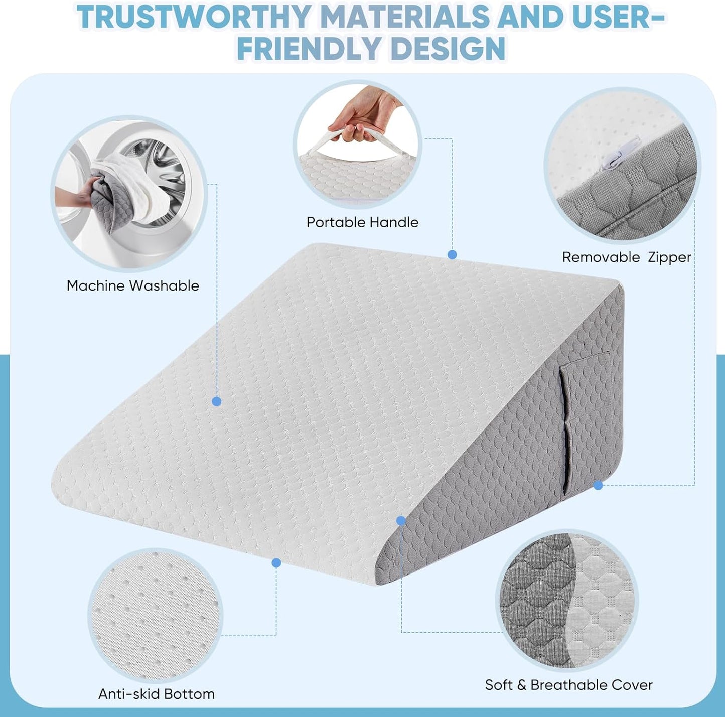 Elevated wedge pillow for acid reflux and GERD relief