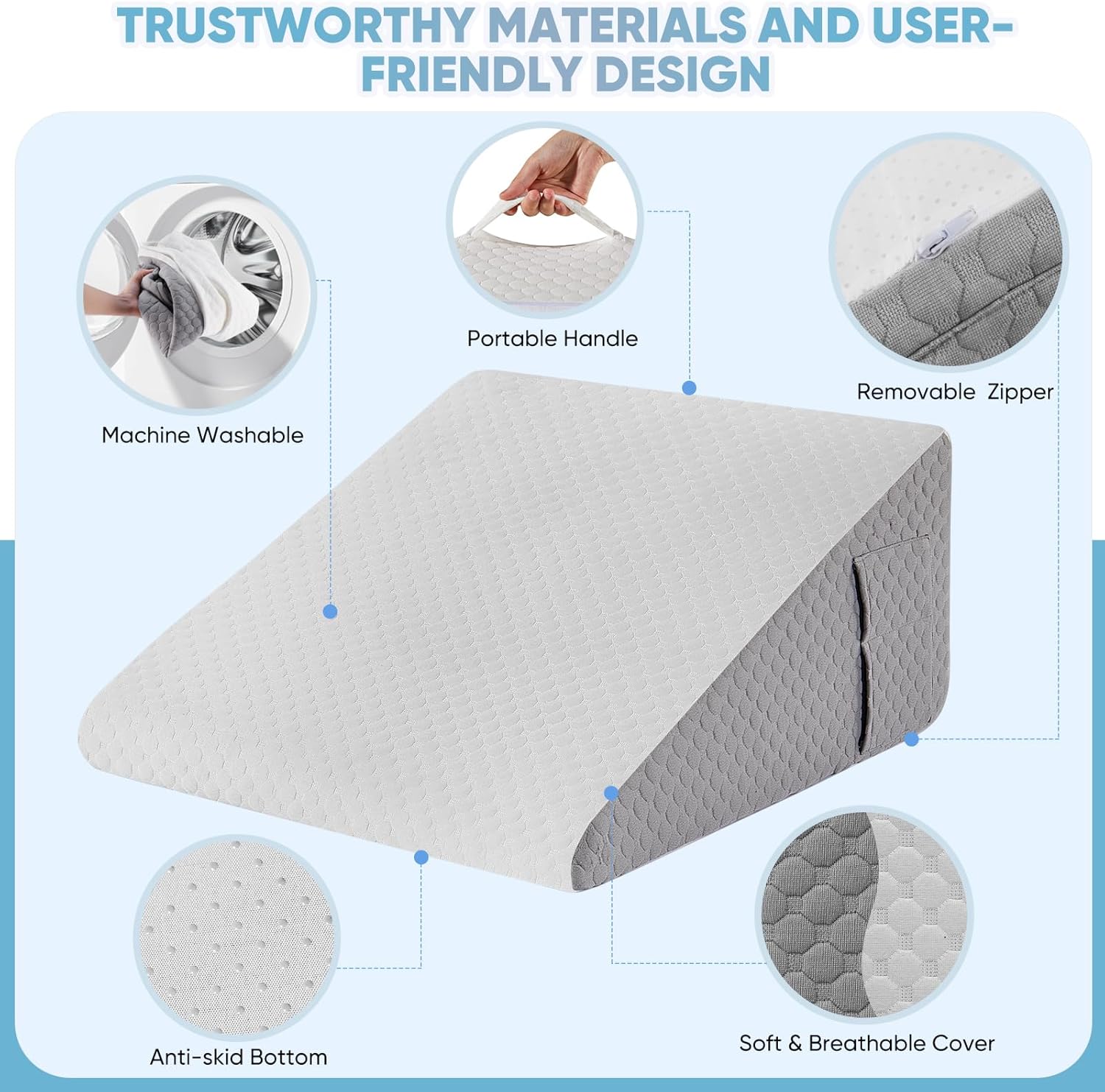Elevated wedge pillow for acid reflux and GERD relief
