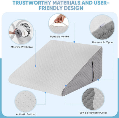 Elevated wedge pillow for acid reflux and GERD relief