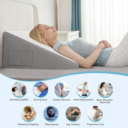 Elevated wedge pillow for acid reflux and GERD relief