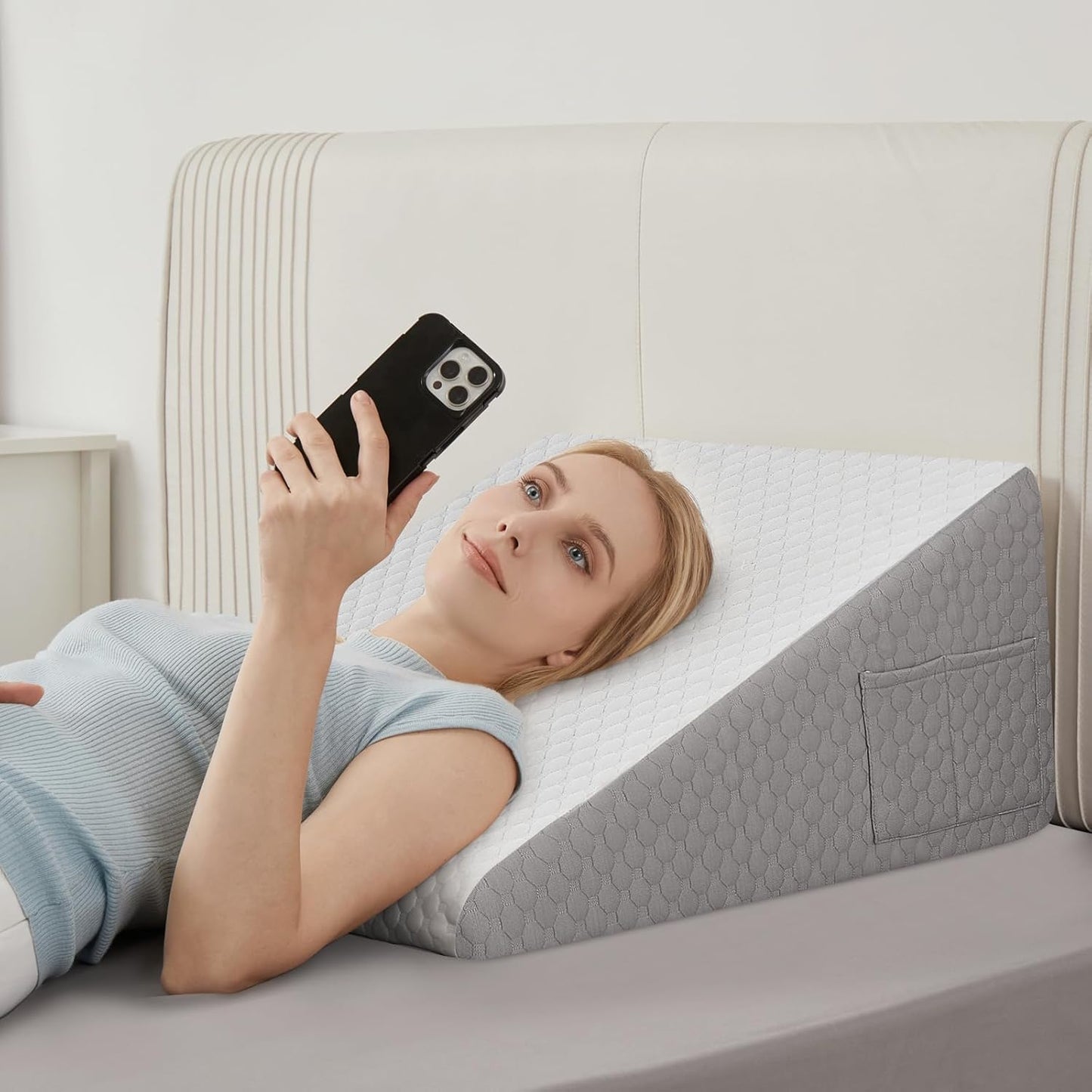 Elevated wedge pillow for acid reflux and GERD relief