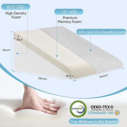 Elevated wedge pillow for acid reflux and GERD relief