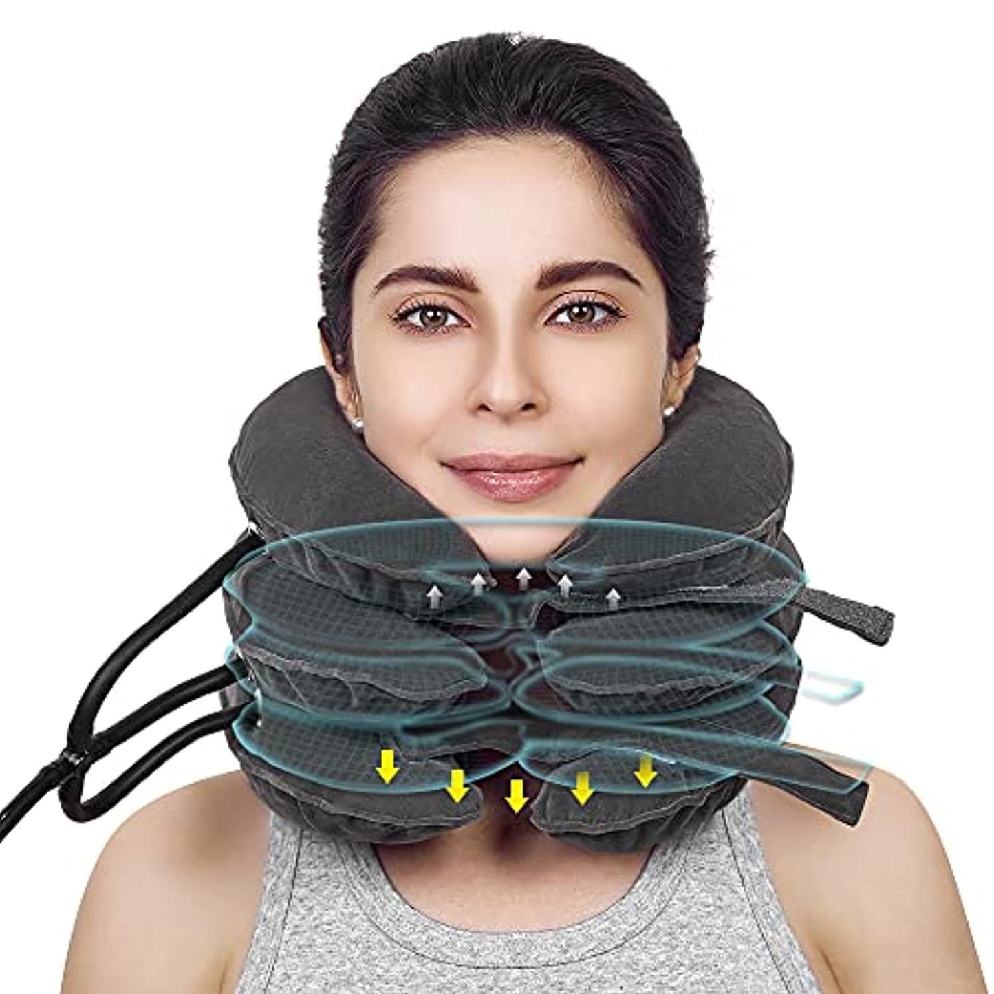 Inflatable cervical traction collar for neck decompression
