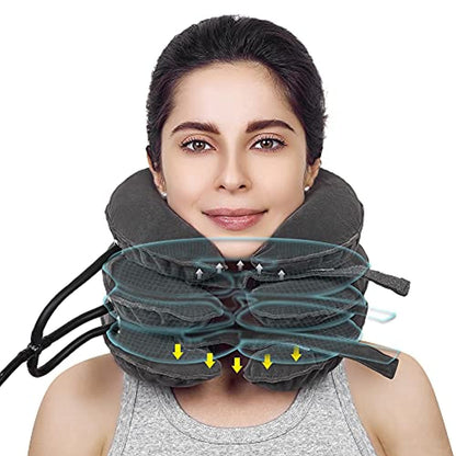 Inflatable cervical traction collar for neck decompression