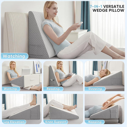 Elevated wedge pillow for acid reflux and GERD relief