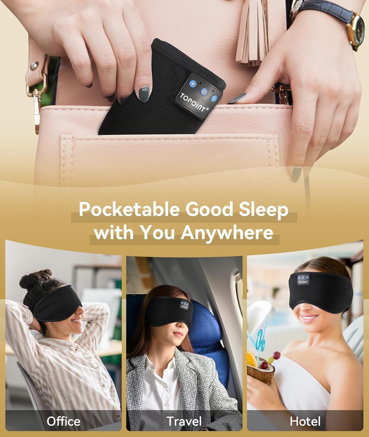 Bluetooth sound sleep mask blocks light and noise