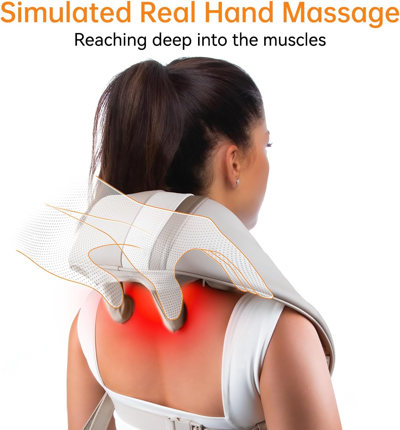 Deep tissue electric neck and shoulder shiatsu massager