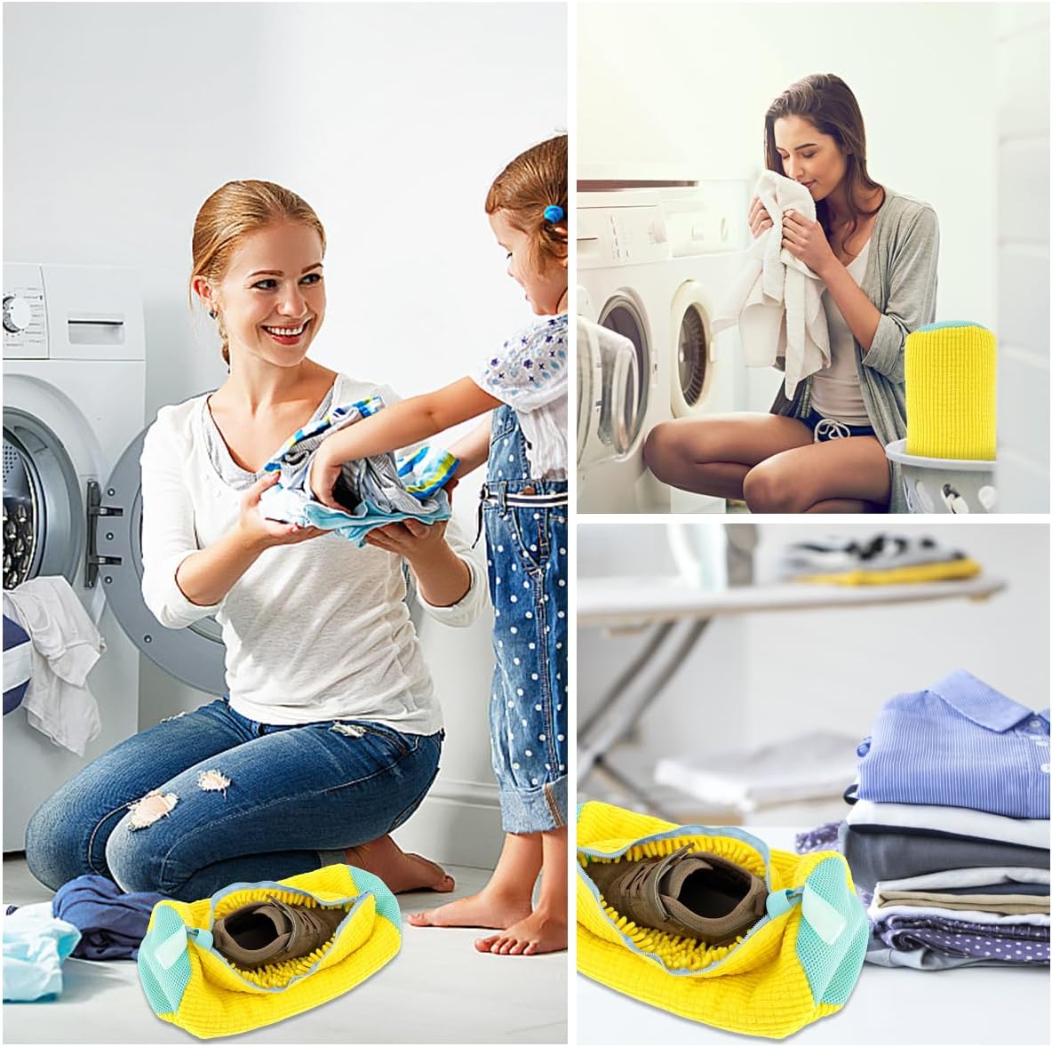 Reusable zippered shoe laundry washing machine bag