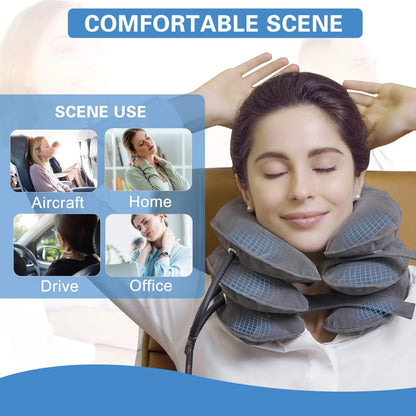 Inflatable cervical traction collar for neck decompression