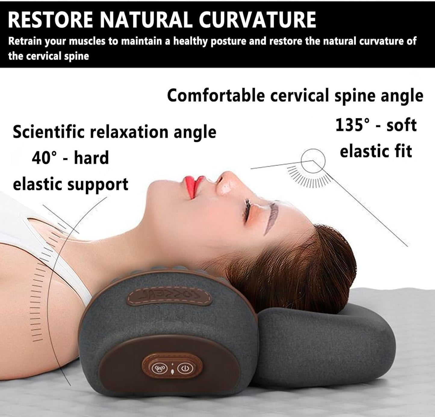 Heated neck and back shiatsu massage pillow