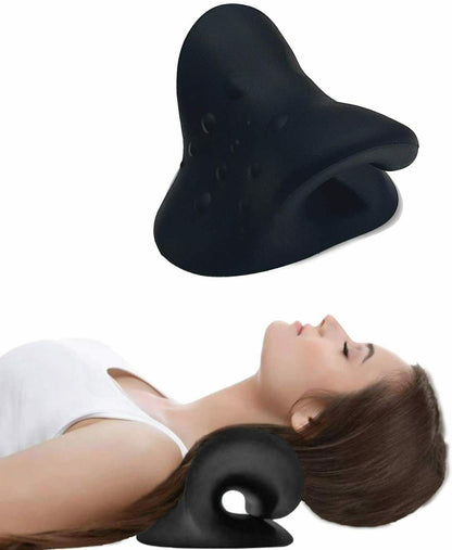 Cervical neck traction pillow for posture decompression and shoulder tension
