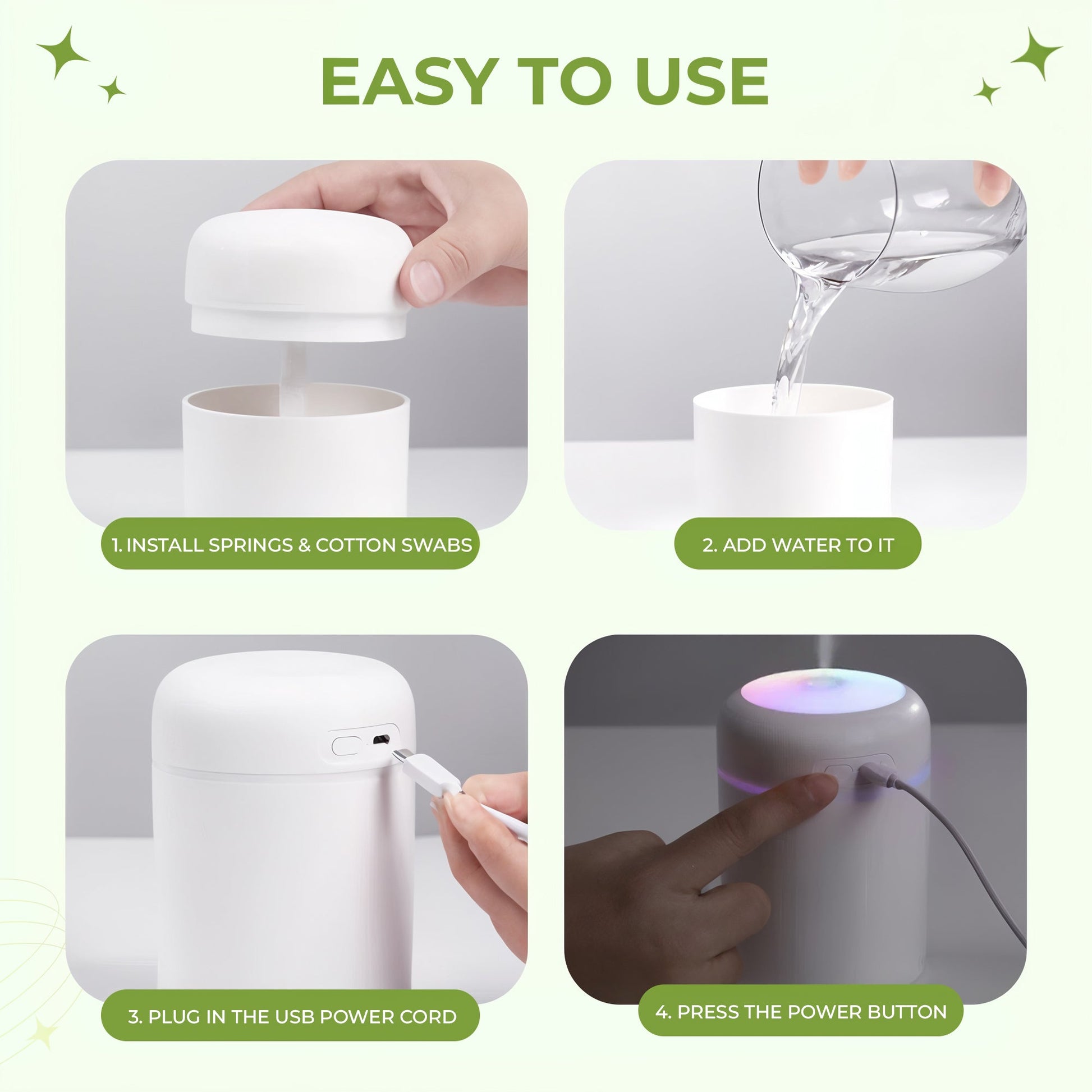 Portable USB air humidifier for desk and travel