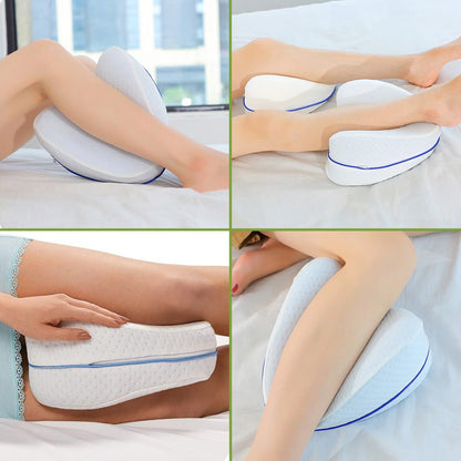Memory foam leg and knee support pillow for sciatica
