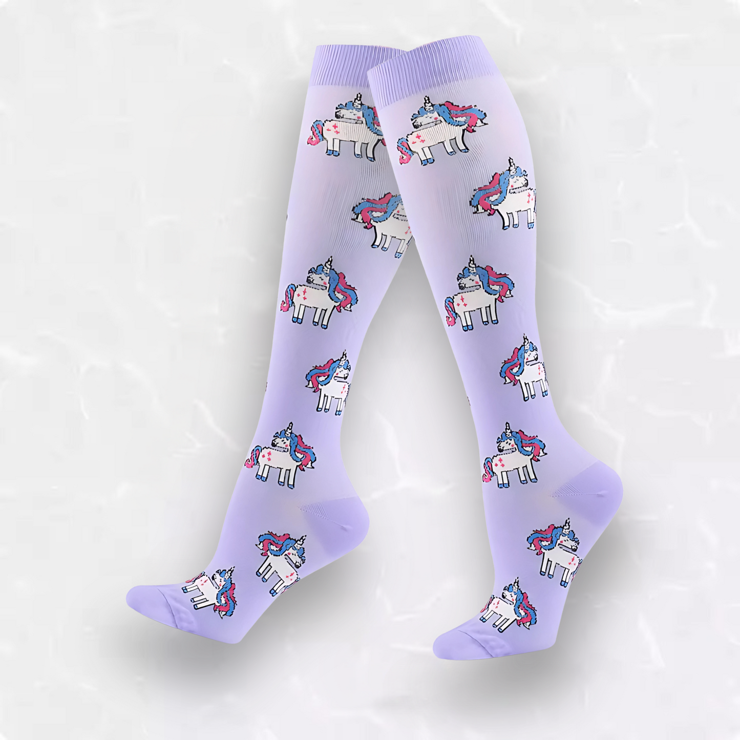 Animal-print 20-30mmHg knee-high compression socks pair