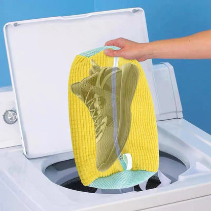 Reusable zippered shoe laundry washing machine bag