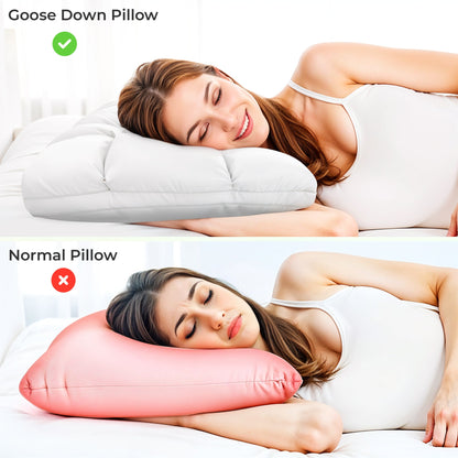 Luxury goose down pillow for side and back sleepers