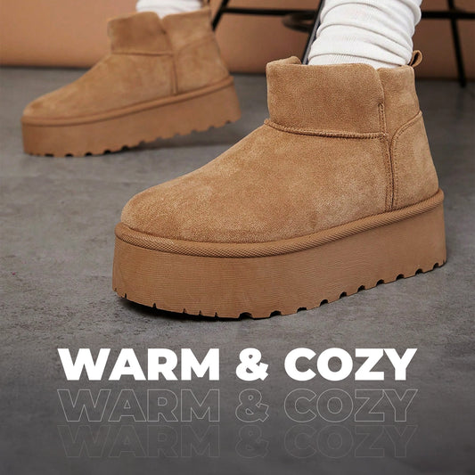 Warm plush ankle boots thick sole for winter adventures