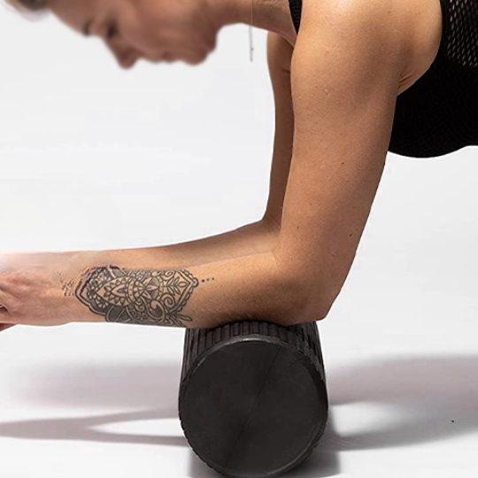 High-density round foam roller for back and leg muscle recovery