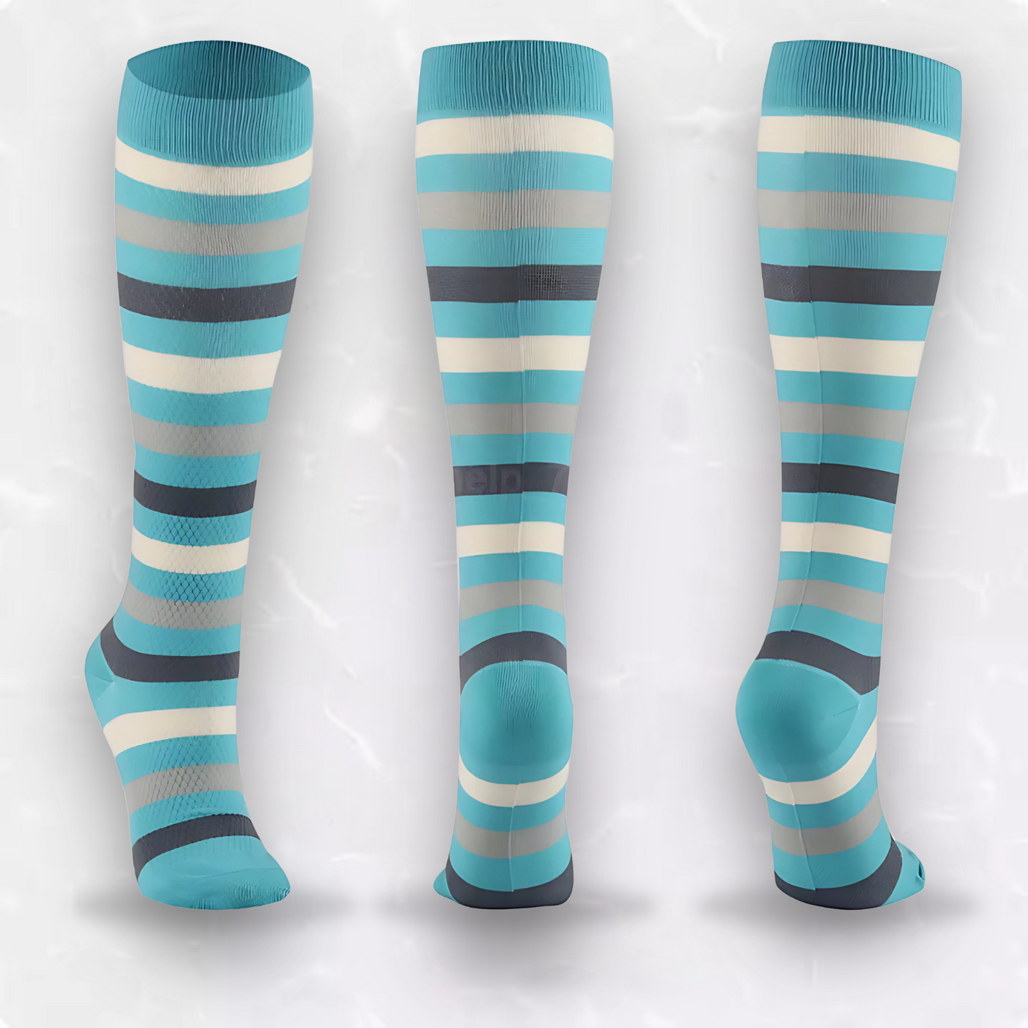 Fun-patterned 20-30mmHg knee-high compression socks pair
