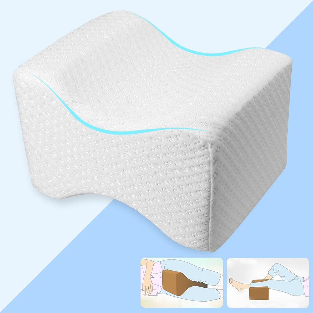 Memory foam hip and knee support pillow for side sleepers and sciatica