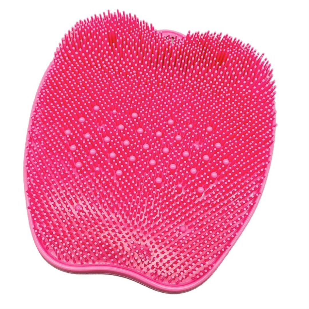 Anti-slip silicone foot scrubber mat with bristles for shower foot massage