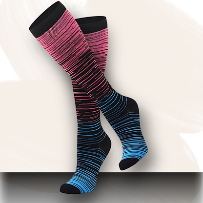 Ombré gradient 20-30mmHg knee-high compression socks pair
