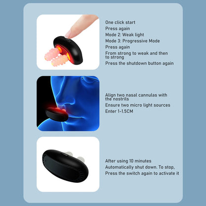 Red light nasal therapy sinus and snoring relief device
