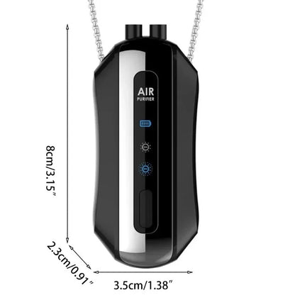Wearable air purifier ionizer necklace allergy protection