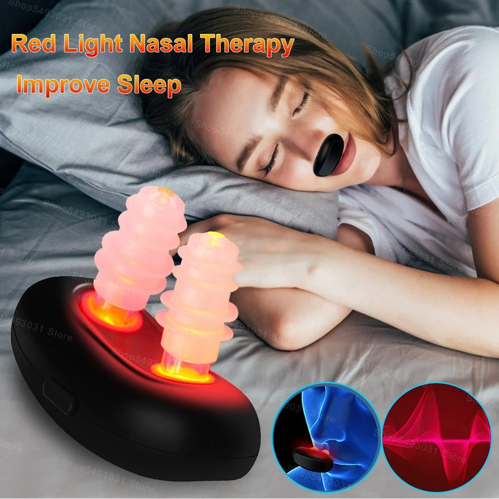 Red light nasal therapy sinus and snoring relief device