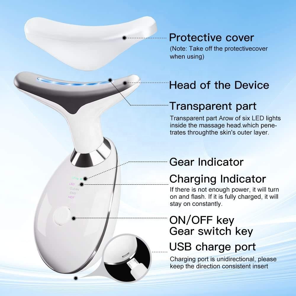 LED light therapy 7-color face and neck massager wand