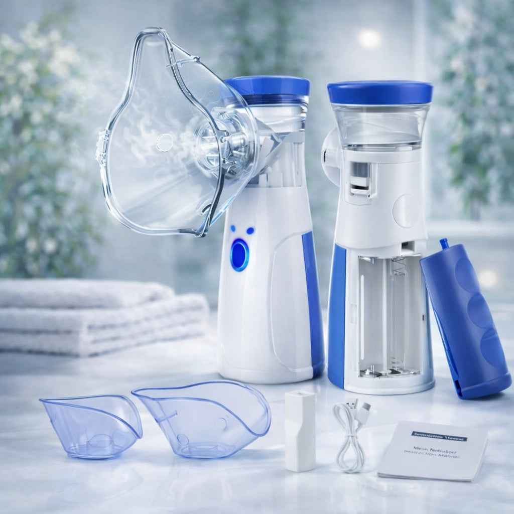 Handheld portable micro-mesh nebulizer respiratory device