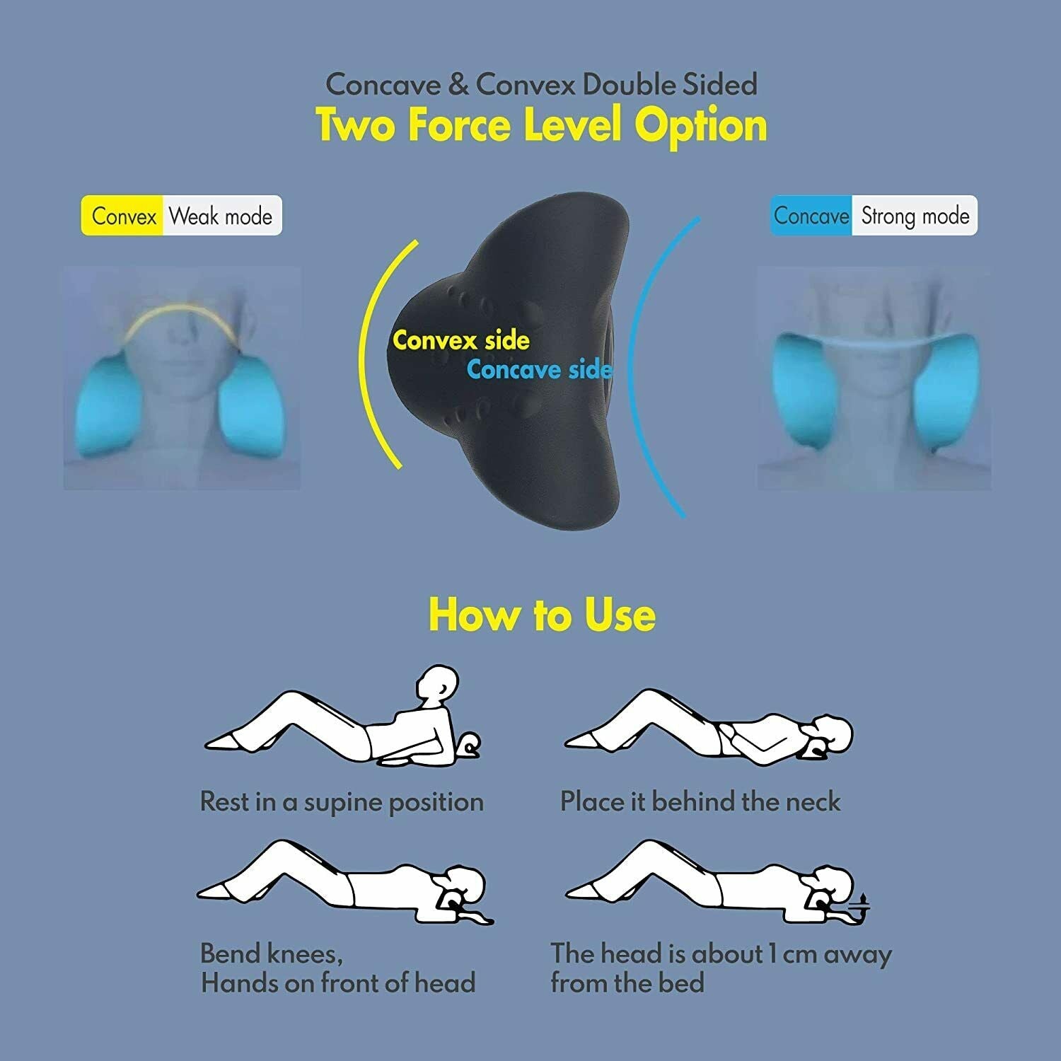 Cervical neck traction pillow for posture decompression and shoulder tension