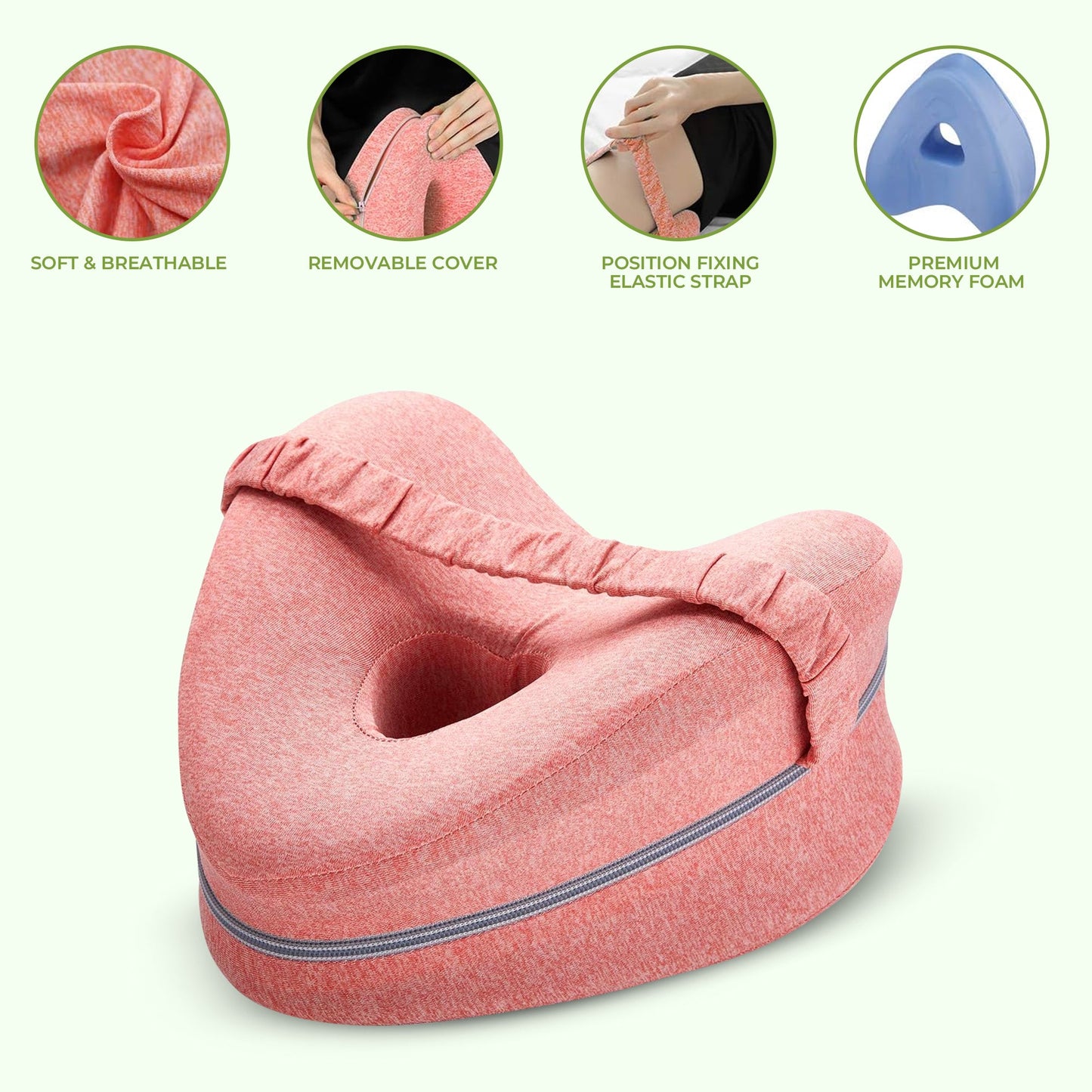 Memory foam leg and knee support pillow for sciatica