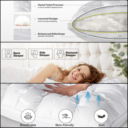 Goose down luxurious all-night comfort pillow