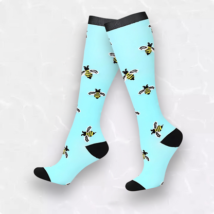 Animal-print 20-30mmHg knee-high compression socks pair