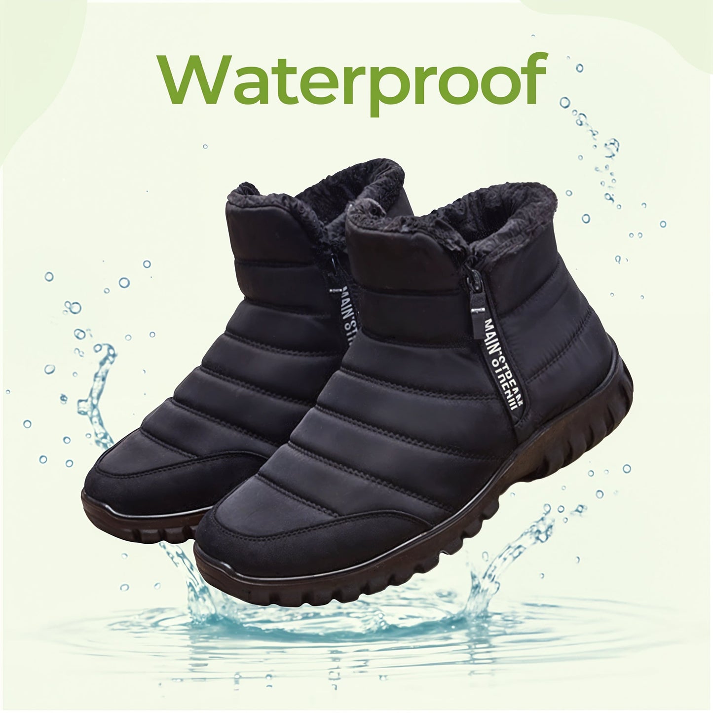 Thick-insole cotton zipper waterproof winter shoes