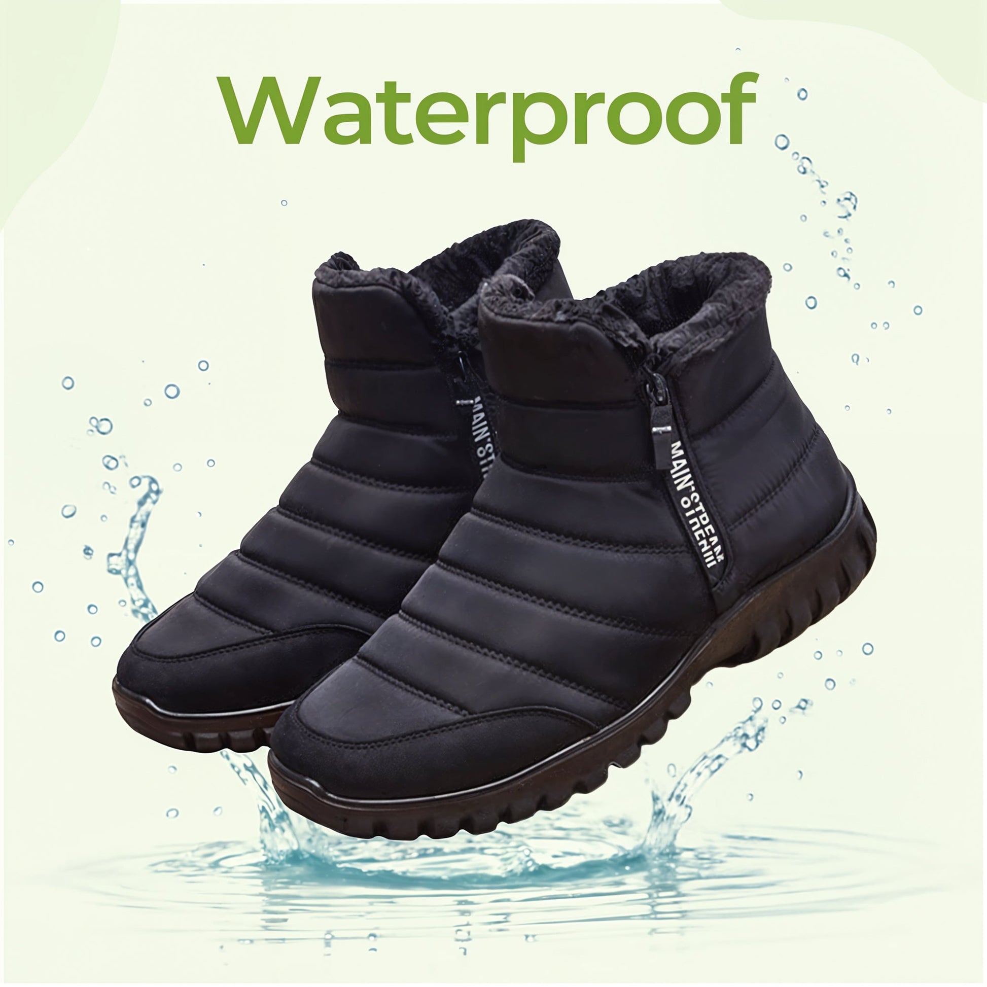 Thick-insole cotton zipper waterproof winter shoes