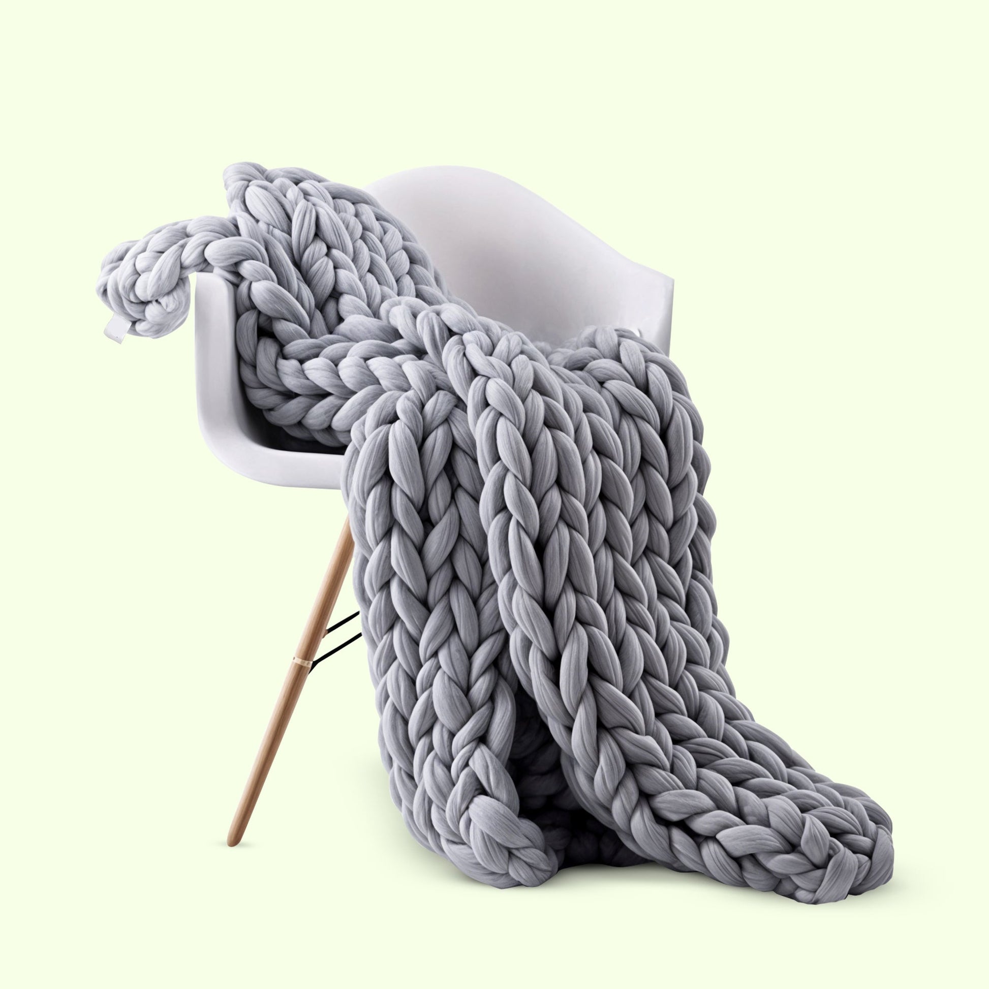 Chunky knit handwoven merino throw blanket