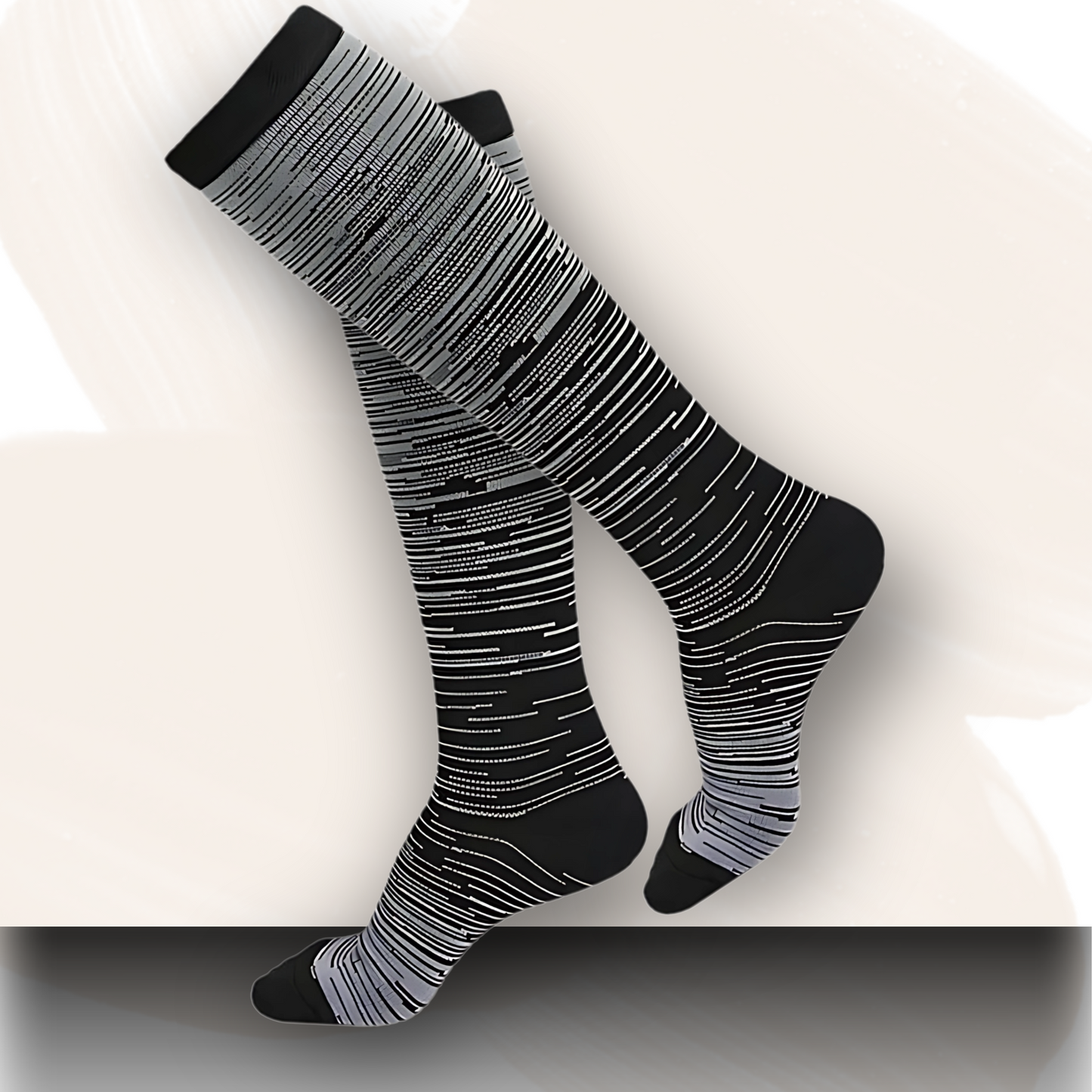 Ombré gradient 20-30mmHg knee-high compression socks pair