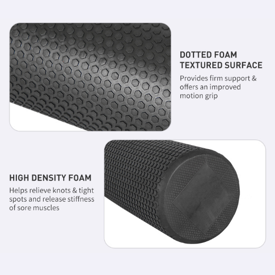 High-density round foam roller for back and leg muscle recovery