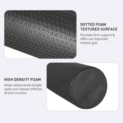 High-density round foam roller for back and leg muscle recovery